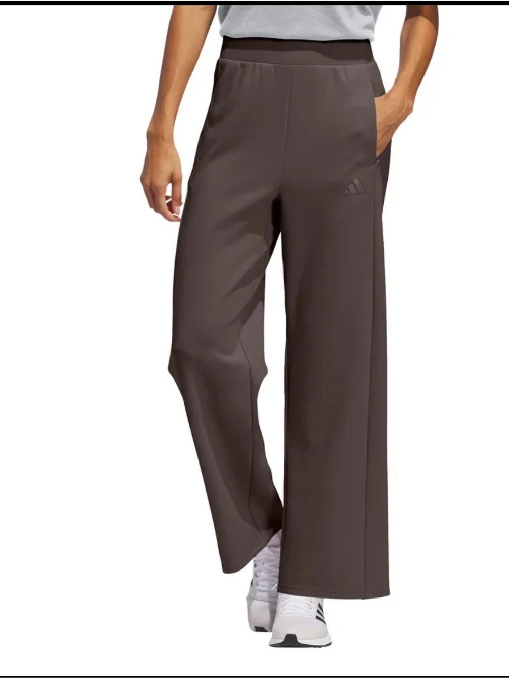 ADIDAS Women’s Grey Active Wide Leg Pull On Pocket Pants L Athleisure Gym